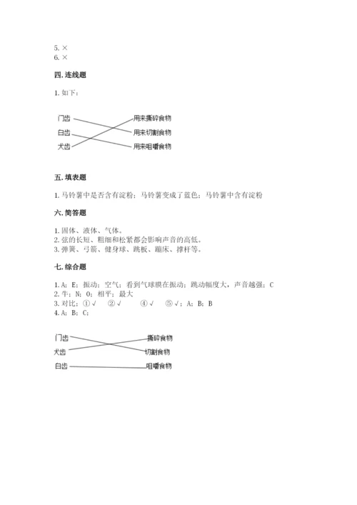 教科版四年级上册科学期末测试卷及参考答案（夺分金卷）.docx