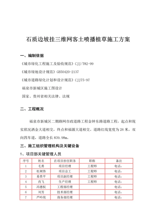 三维网喷播植草关键技术专项方案绿化专项方案.docx