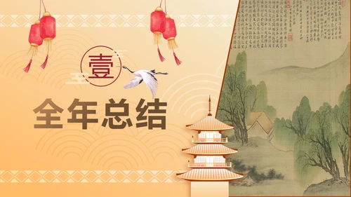 古风山水传统文化年终工作总结PPT模板