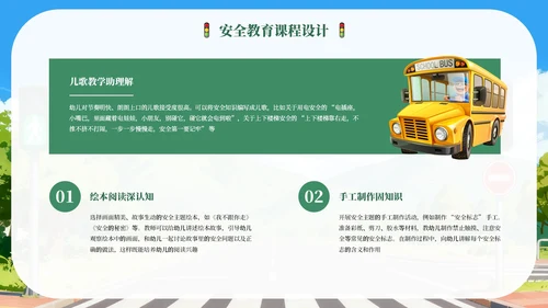 绿色卡通幼儿园安全教育专题培训PPT模板