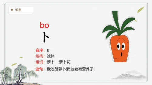 【2024秋季学期教材】语文三上 13.胡萝卜先生的长胡子   生字识记课件