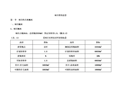 徐州专项项目投资估算