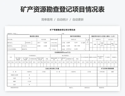 矿产资源勘查登记项目情况表