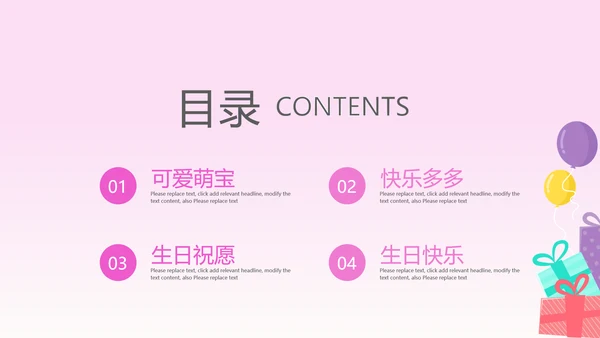 粉色生日快乐电子相册动态PPT模板