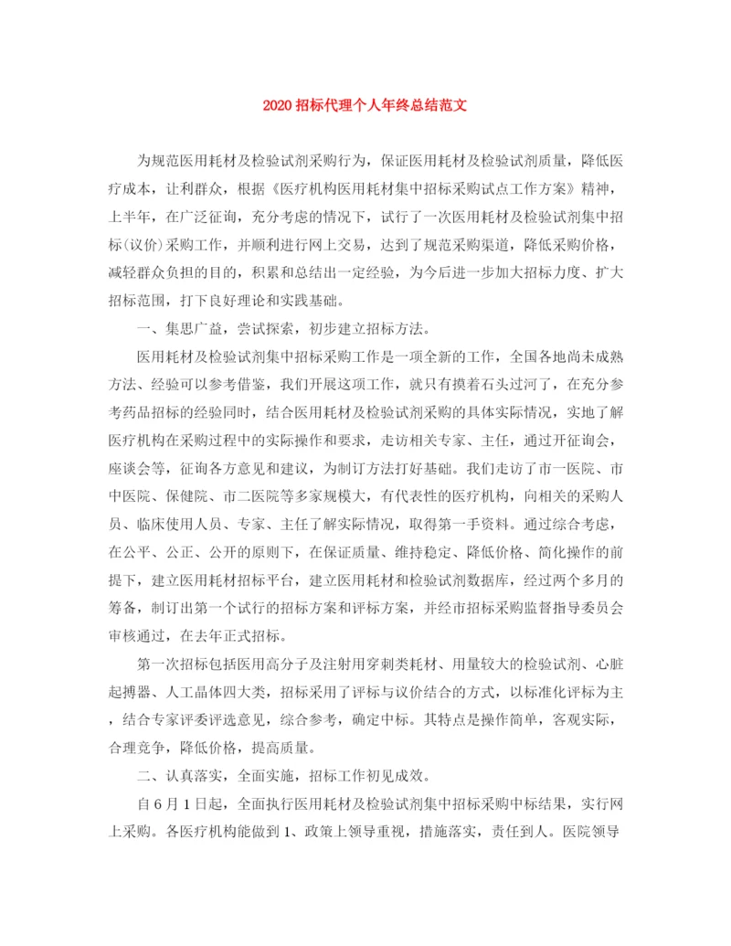 精编之招标代理个人年终总结范文.docx