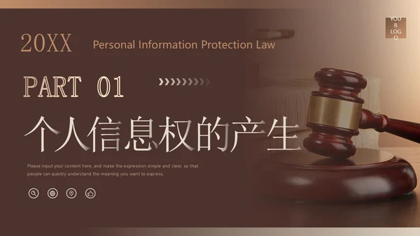 棕色简约商务风企业法律宣传培训个人信息保护法课件PPT模板