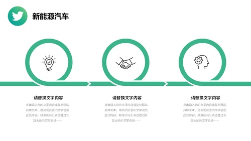 简约插画风绿色出行能源创新新能源汽车PPT