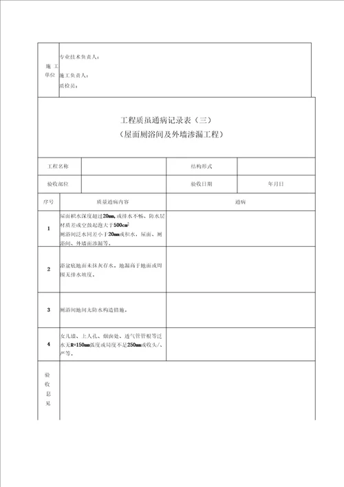 建筑工程质量通病消除情况记录表