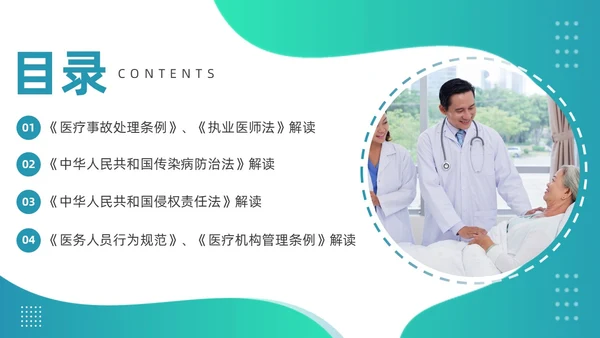 绿色渐变商务简约风格医院法律法规培训PPT
