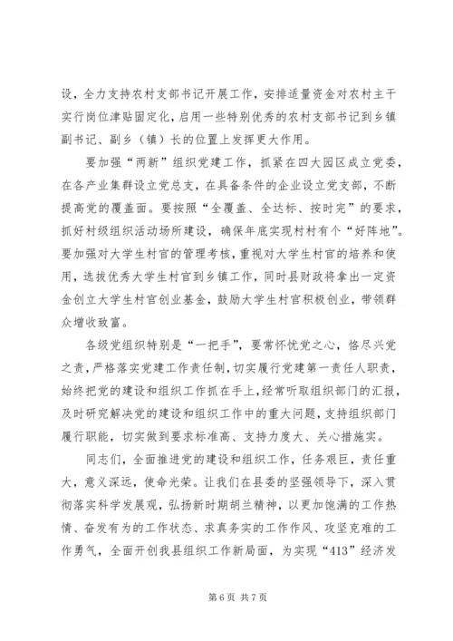 县委书记在全县组织工作会议上的讲话.docx