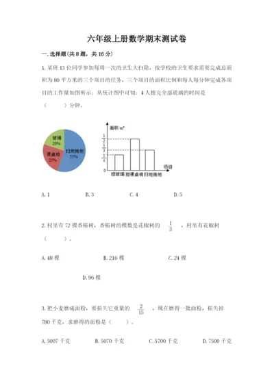 六年级上册数学期末测试卷带答案（研优卷）.docx