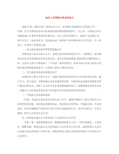 精编之人寿保险年度总结范文.docx