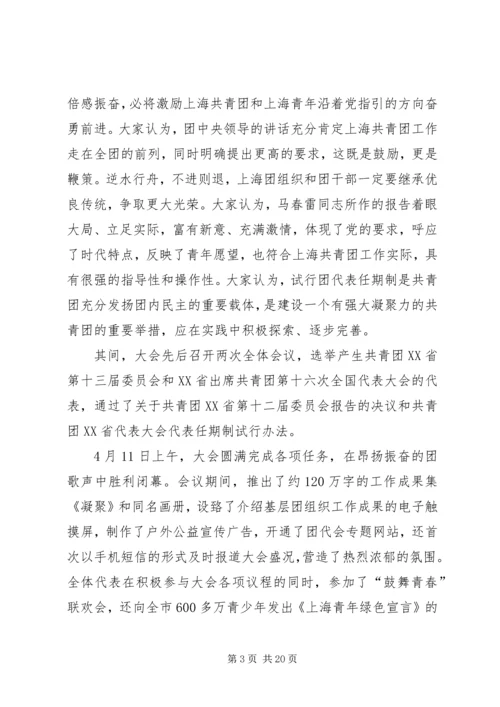 共青团XX省第十三次代表大会精神传达提纲.docx