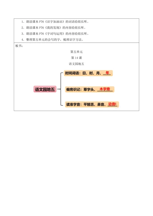 部编1A 第5单元 第13课 语文园地五 教学设计