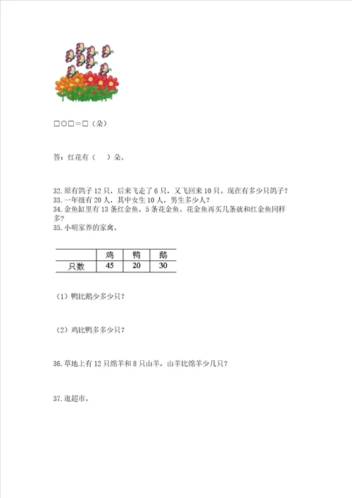 小学一年级下册数学应用题100道含答案综合题