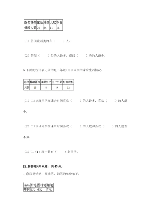 人教版二年级下册数学第一单元 数据收集整理 测试卷完整答案.docx