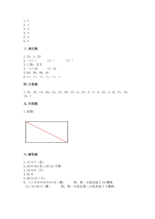 人教版一年级下册数学期末测试卷带答案（夺分金卷）.docx