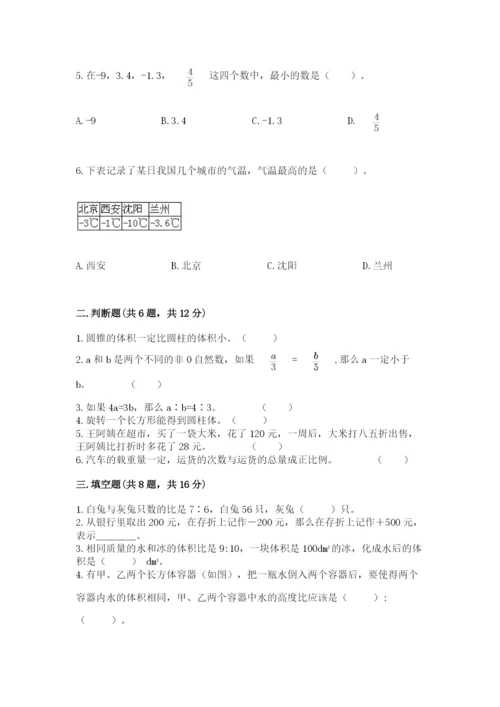 甘德县六年级下册数学期末测试卷（易错题）.docx