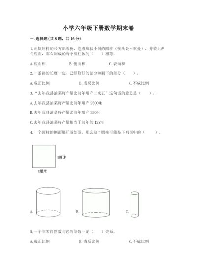 小学六年级下册数学期末卷精品【巩固】.docx
