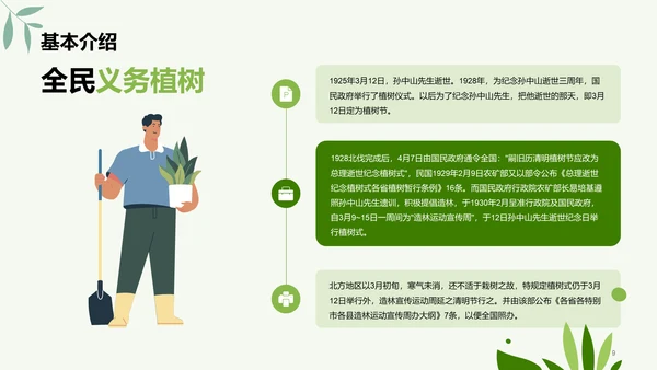绿色简约扁平植树节节日科普PPT
