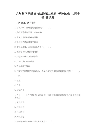 六年级下册道德与法治第二单元 爱护地球 共同责任 测试卷一套.docx