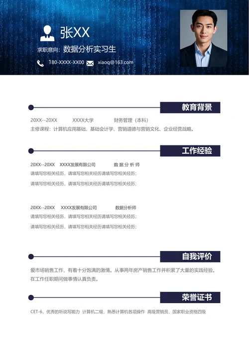 大数据简历模板免费下载