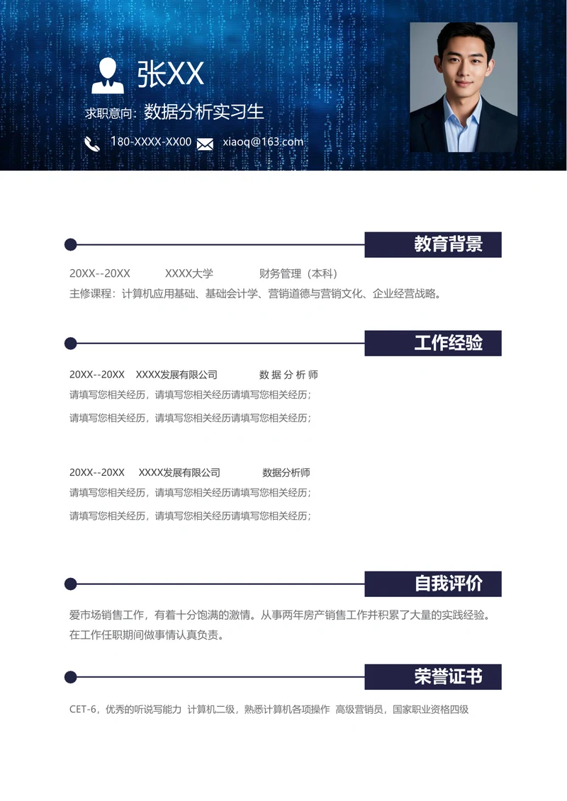 大数据简历模板免费下载