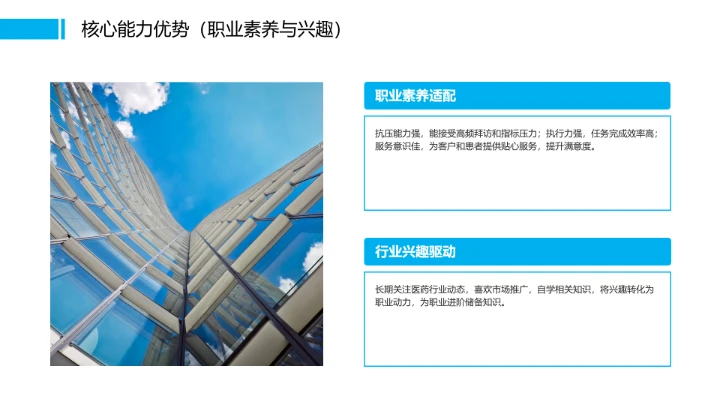 蓝色商务风临床医学专业大学生个人能力综合展示职业生涯规划PPT