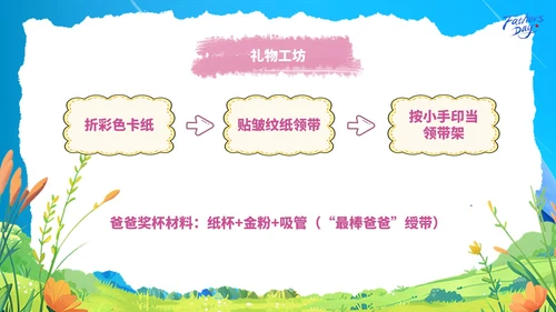 蓝色卡通感恩父亲节教学课件ppt模板