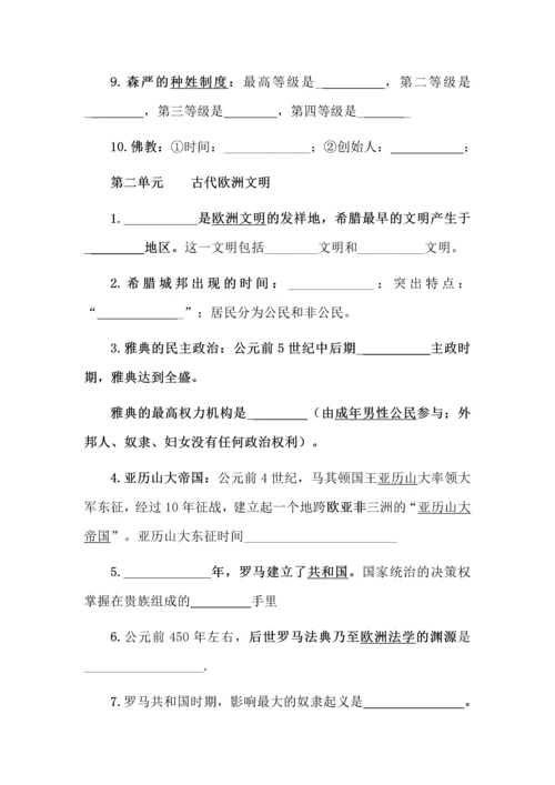 九年级历史上册知识点填空版.docx