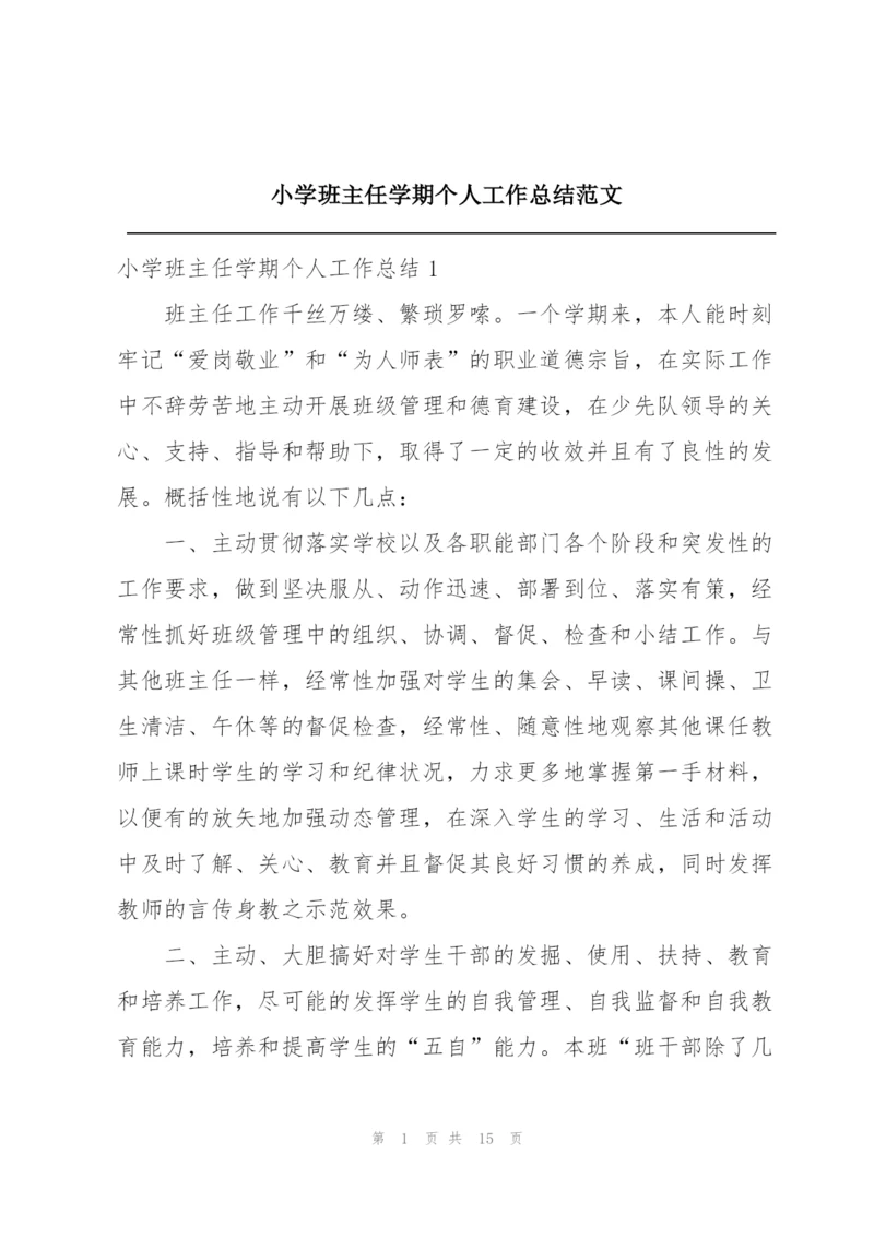 小学班主任学期个人工作总结范文.docx