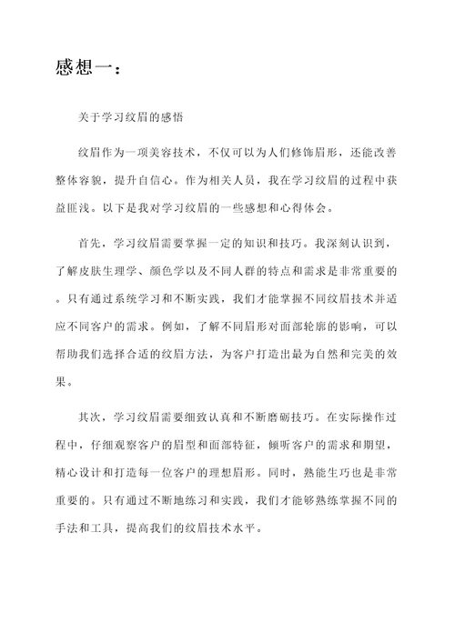 学习纹眉后的感想