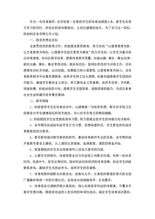 体育教师个人工作计划范文锦集7篇