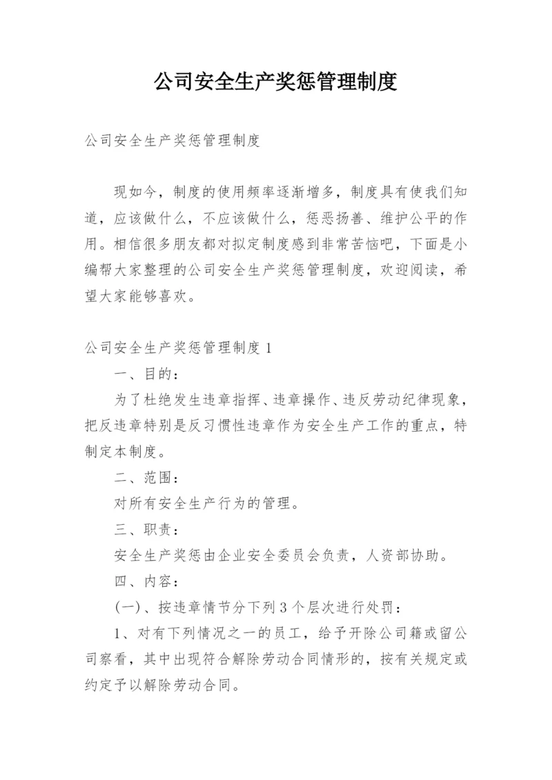 公司安全生产奖惩管理制度.docx