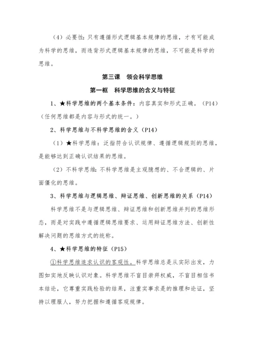 高中政治选择性必修3《逻辑与思维》全册知识点.docx