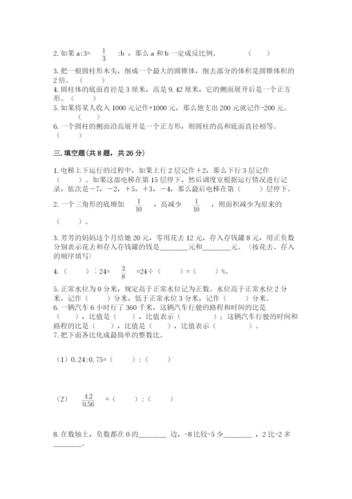 衡阳县六年级下册数学期末测试卷精品及答案.docx
