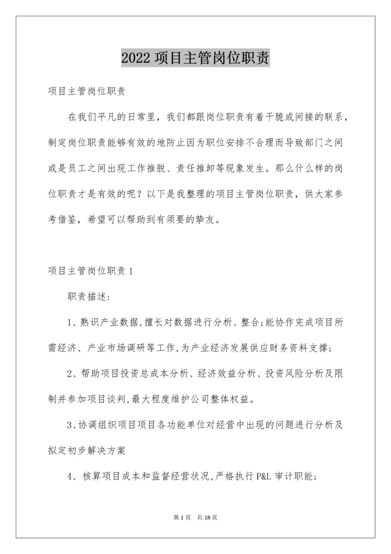 项目主管岗位职责.docx