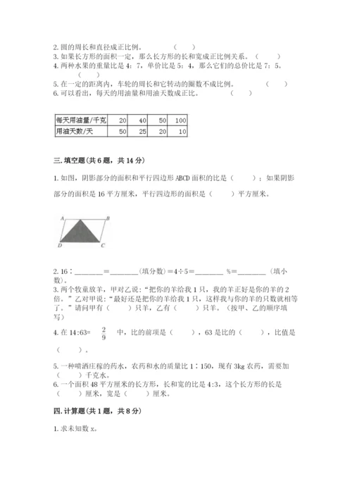 人教版六年级下册数学第四单元《比例》基础训练精品附答案.docx