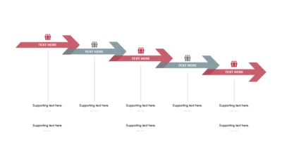 红色箭头扁平5项PPT流程