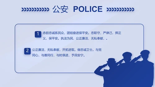 蓝色大气警察年终工作总结述职报告动态PPT模板