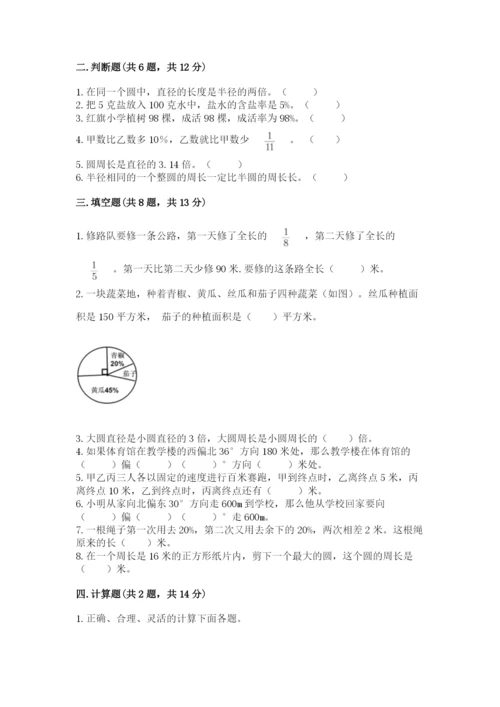 人教版小学六年级上册数学期末测试卷精品【典型题】.docx