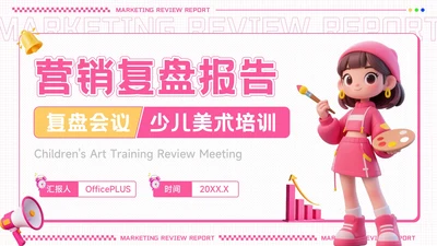 粉色创意潮流风营销复盘报告PPT模板