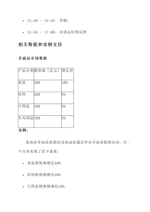 非油品营销知识培训方案