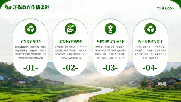 绿色创意环保宣传教育通用PPT模板