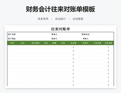 财务会计往来对账单模板
