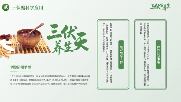 绿色古风三伏天养生健康指南PPT模板