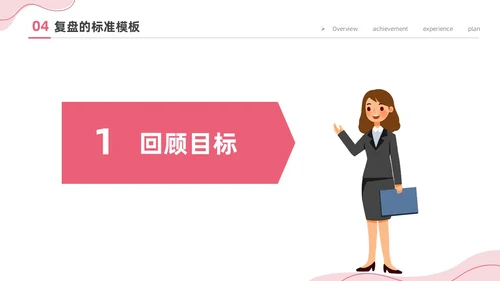 粉色简约商务插画风工作复盘工作总结PPT