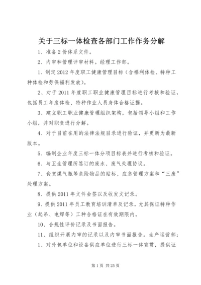 关于三标一体检查各部门工作作务分解.docx