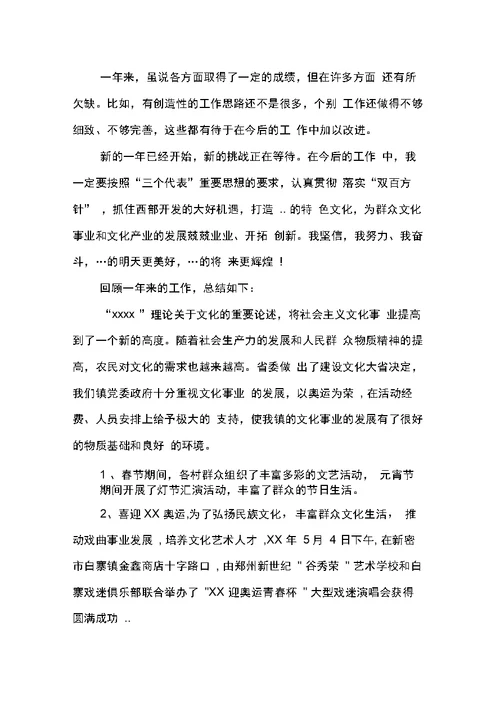 村文化员年终总结