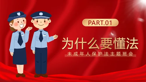 知法守法健康成长未成年人普法班会带内容PPT模板